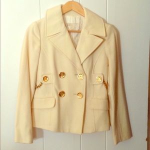 Michael Kors cream jacket with gold accents